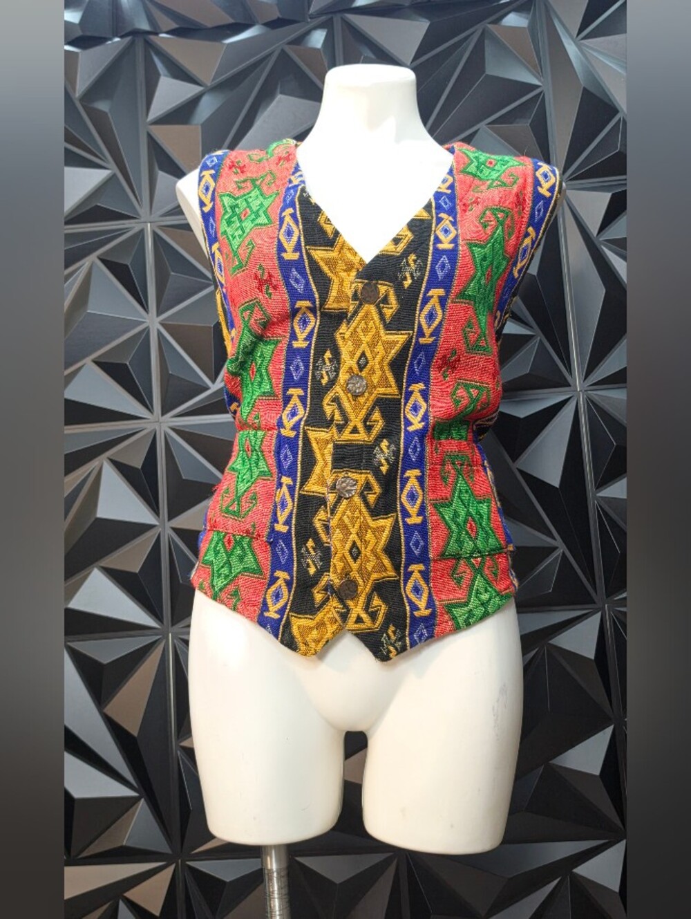 Abstract Multicolor Patterned Women's Vest - Picture 2 of 4